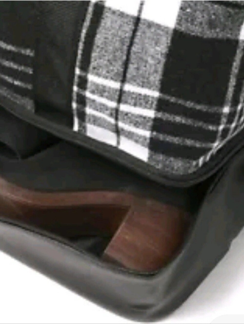 Black and White Plaid Weekender Duffel Bag with Bottom Shoe New - Picture 2 of 7